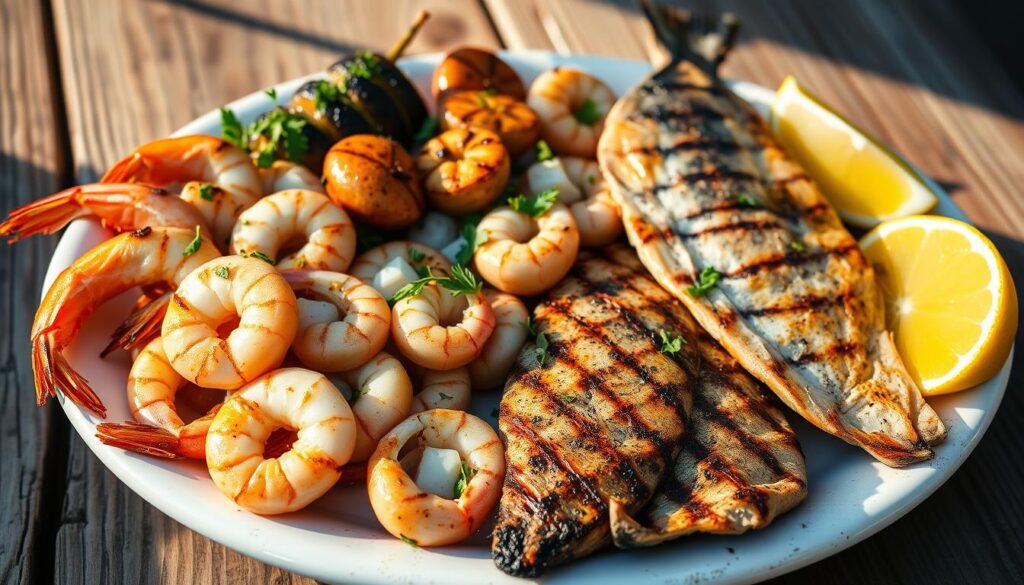 Grilled seafood